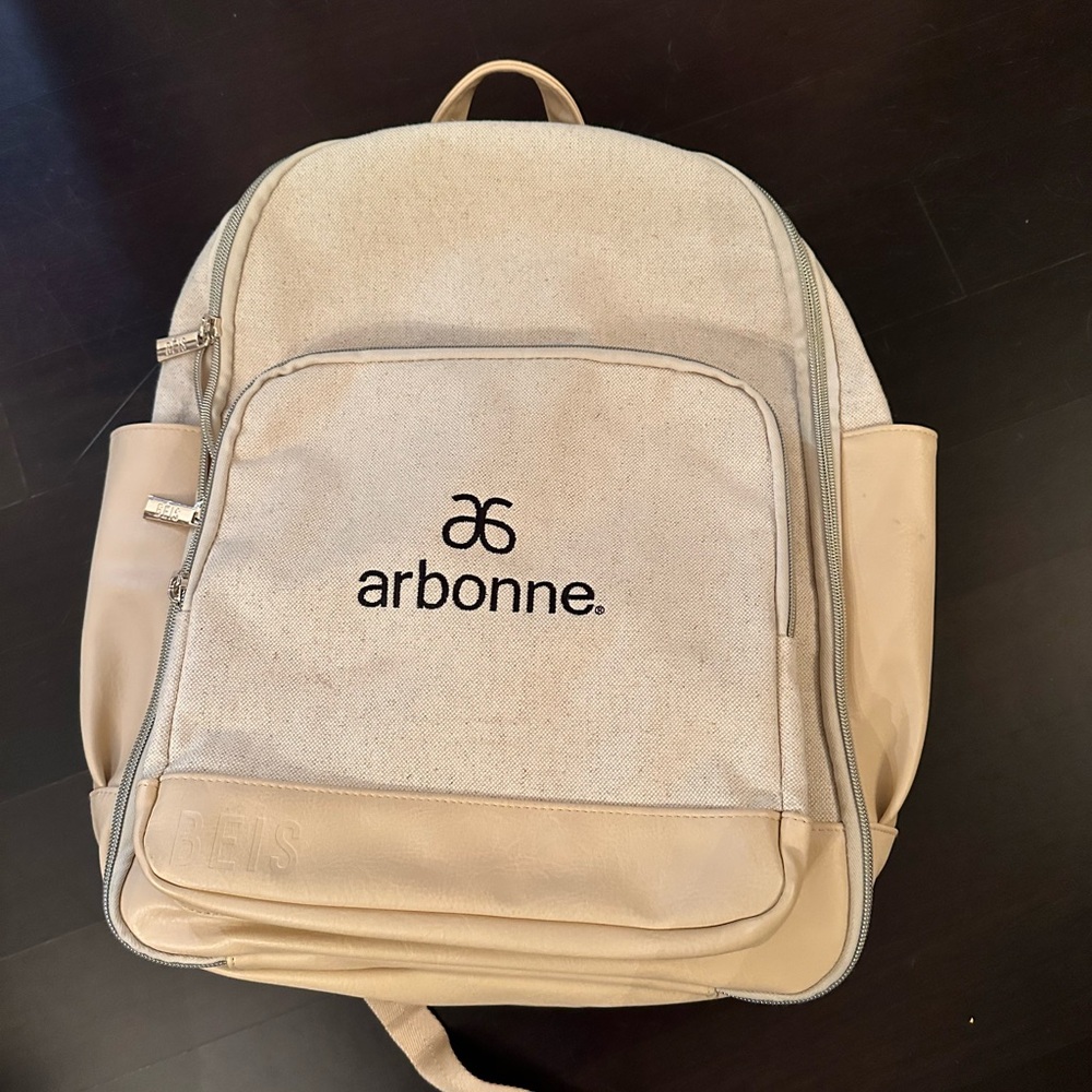 BEIS Cream and Tan Backpack Arbonne